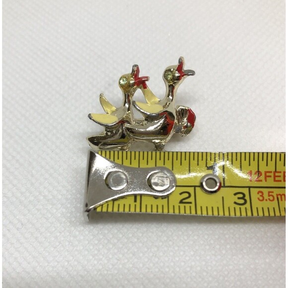 VTG Gold Tone Green Rhinestone Enameled Ducks Scatter Pin Brooch - Picture 10 of 12